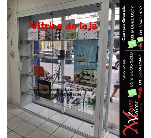 Vitrine de vidro temperado frente de loja